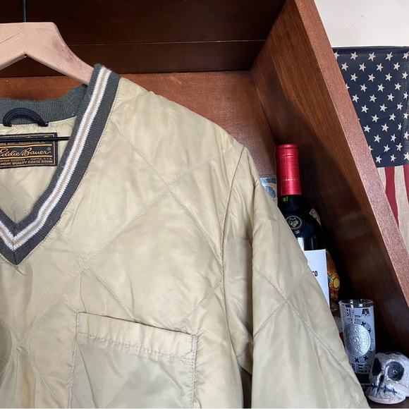 Vintage Eddie Bauer Men’s Quilted Goose Down Pullover Bomber Jacket size medium - Picture 2 of 7